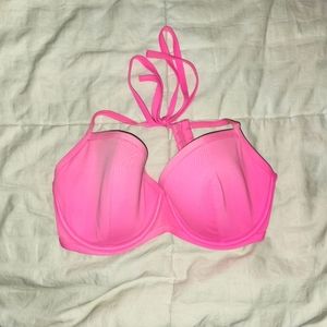 Victoria's Secret Hot Pink Halter Bikini 36DD with Scoop Bottoms